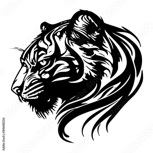 tiger head vector , vector illustration head tiger , Tiger silhouette 