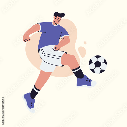 student athlete practicing soccer with energy illustration