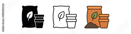 balcony gardening stack of small pots and soil bag