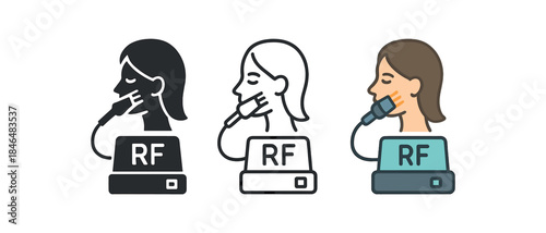 radiofrequency facial RF multi tip applicator glowing on base station