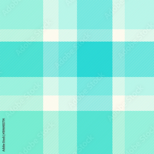Summertime tartan seamless pattern, blank plaid vector fabric. Sea texture background textile check in teal and light colors.