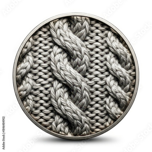 Close Up of Silver Braided Knit Design on White Background