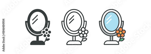 self reflection mirror with flower