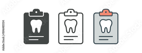 dental care dental record chart clipboard with tooth sketch