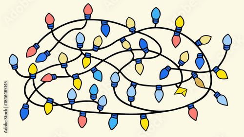 Christmas lights string isolated on transparent background