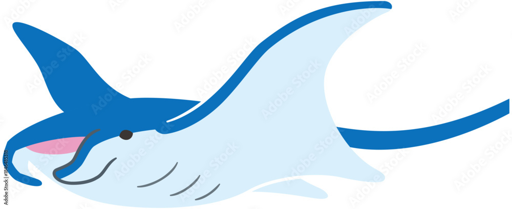 Obraz premium 泳ぐ魚類のエイのイラスト素材