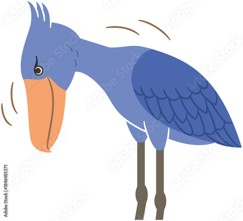 お辞儀をする野鳥のハシビロコウのイラスト素材