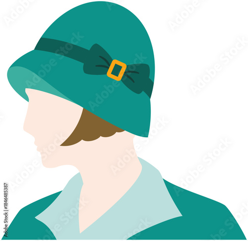 横向きの大正時代のモガ　人物イラスト