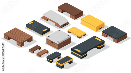 Isometric urban parkour modules in modern design