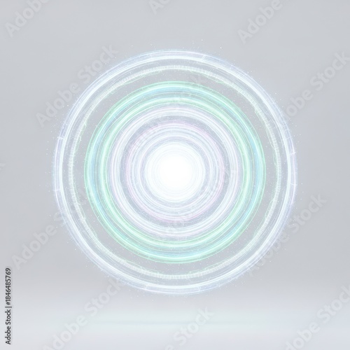 Geometric Rings Shining on Light Grey Background