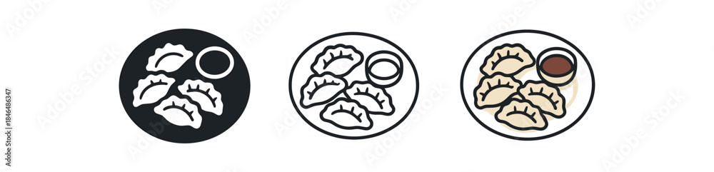 Obraz premium food plate of dumplings with dipping sauce