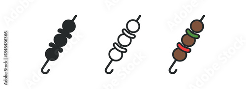 food kebab skewer with vegetables and meat