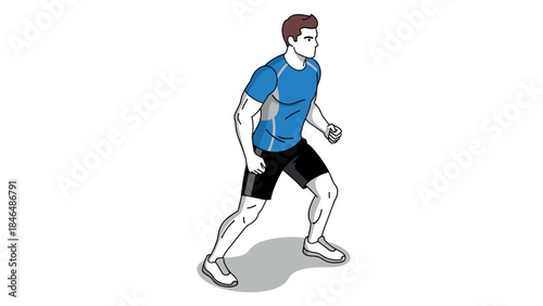 Dynamic fitness pose of a man in athletic gear