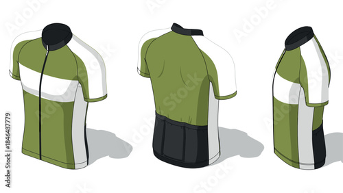 Modern cycling jersey design with green and white color scheme