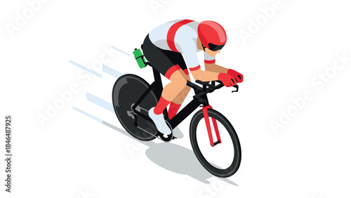 Cyclist in dynamic full speed race with modern gear and helmet