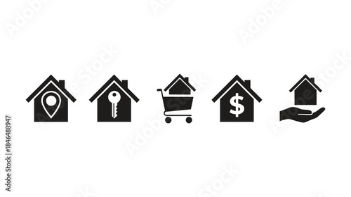 Real estate and property icons for business and finance