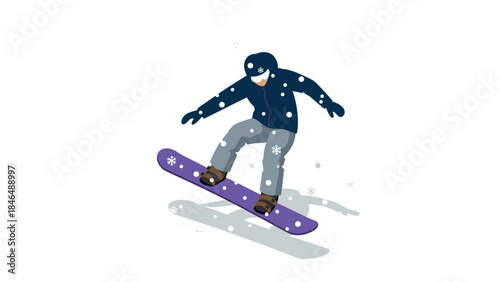Snowboarding adventure: rider performing a stunt on a snowy day