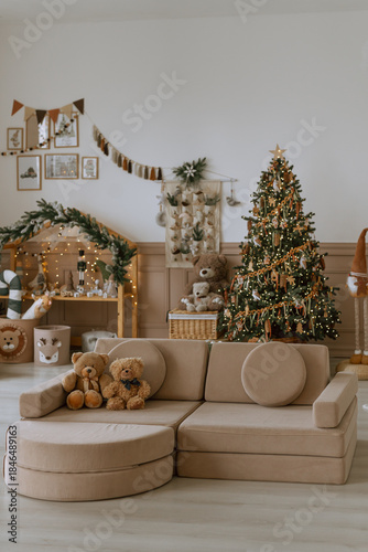 Cozy Christmas Living Room Interior