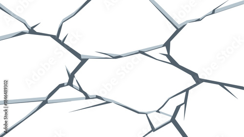 Abstract cracked surface design with geometric fractures on white background