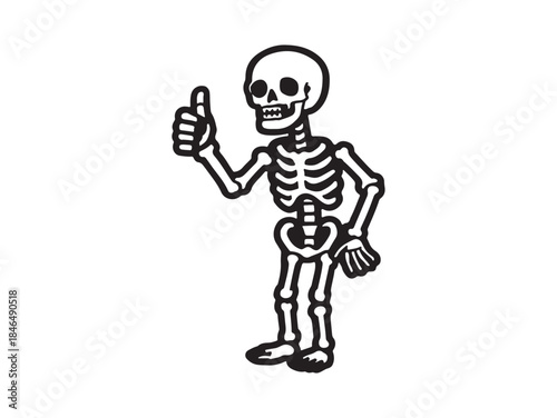 Jolly skeleton a thumbs-up signal.
