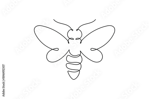 Minimalist bee continuous one line art drawing simple abstract flying insect design