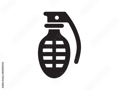 Grenade vector icon silhouette. Hand drawn illustration of a bomb.