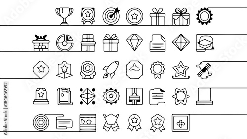 icons is presented on a white background, all adhering to a consistent, simple outline style.