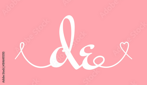 DE initial wedding monogram calligraphy vector illustration. Hand drawn lettering d and e love logo design for valentines day poster, greeting card