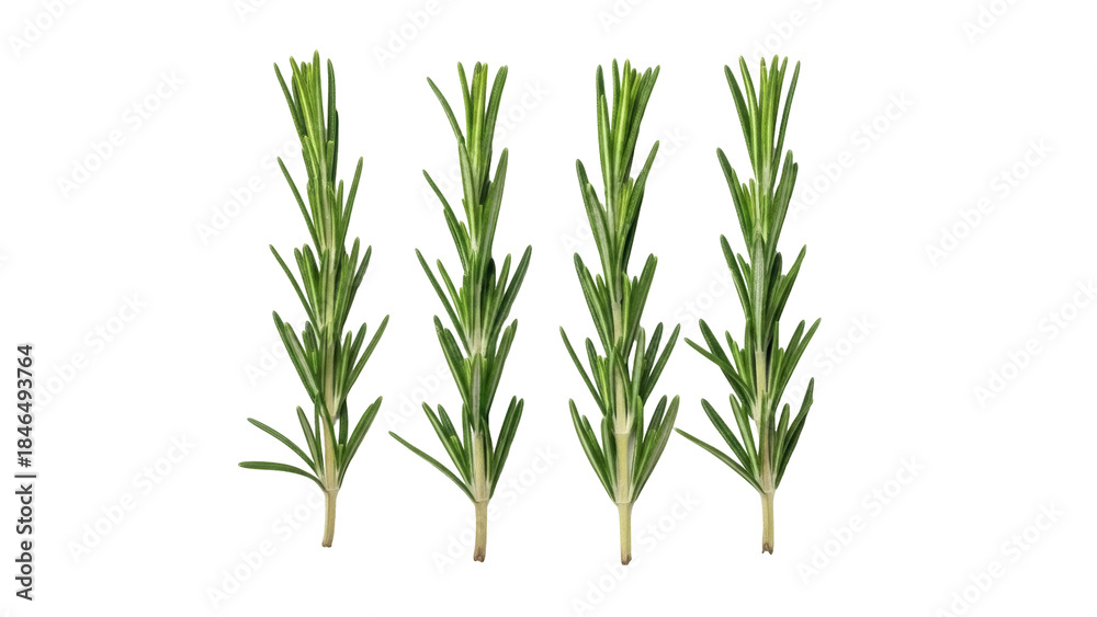 Fototapeta premium Isolated fresh aromatic rosemary sprigs, culinary herb for cooking or aromatherapy uses