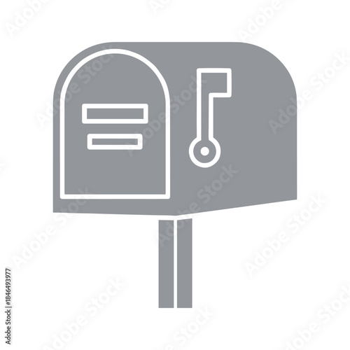 Gray mailbox icon with flag up