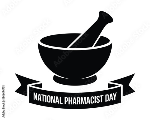 National pharmacist day mortar and pestle icon