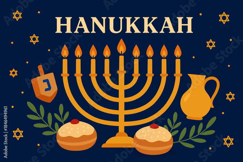 vector illustration of a flat design hanukkah