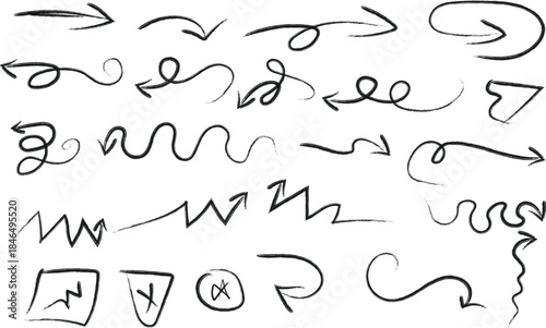 Hand drawn arrows and swirls collection