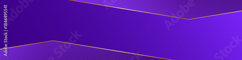 Purple gradient abstract banner with gold lines, 3d geometric pattern and shadows. Futuristic design. Shiny poster or web banner template