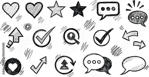 Collection of hand drawn icons and symbols