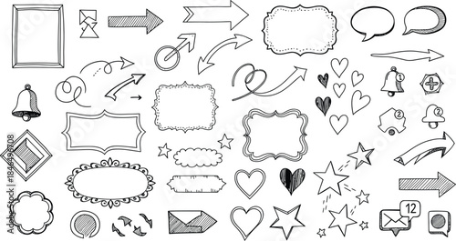 Collection of various hand drawn shapes and frames