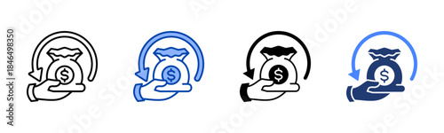 Roi icon set multiple style collection