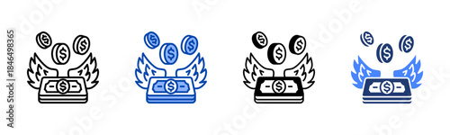 Financial Freedom icon set multiple style collection