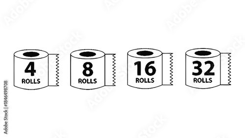 Toilet paper rolls in various quantities for shopping comparison