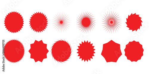 Red Burst Shapes Collection Animated Starburst Sunburst Explosion Elements Set
