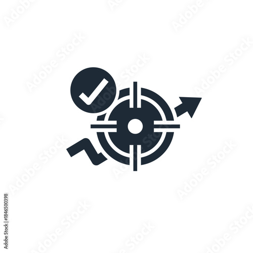 High goal, task. Level up. Vector linear icon illustration isolated on white background.