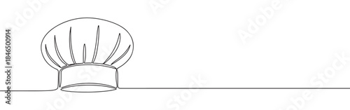 Continuous one line drawing of a chef hat. Vector illustration of a cook's uniform toque isolated on white background. Minimalist kitchen concept