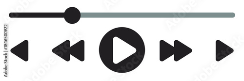 Music video play bar icon, vector illustration with play and pause controls, ideal for audio and video players, podcast playlists, mobile apps, website interfaces