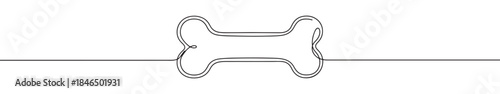 Continuous one line drawing of a bone. Vector illustration of a dog treat or pet toy isolated on white background. Minimalist animal care concept
