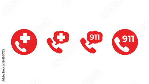 Emergency phone icons for medical and emergency services