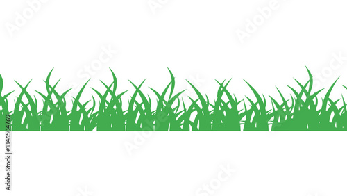 Vibrant green grass border on white background