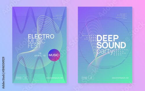 Techno Background. Nightclub Radio Invitation. Blue Fest Banner. Dance Design. Pink Party Poster. Festival Cover. Music Concert Element. Green Techno Background