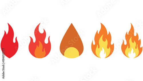 Vibrant flame icons in various orange hues