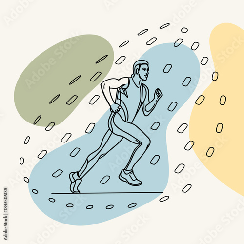 Fitness running abstract energy design vector illustration