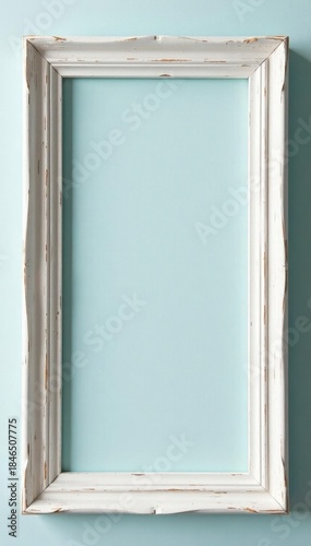 White painted wooden frame, distressed finish, clean background, background, border, distressed